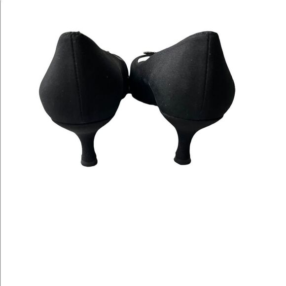 Black Stuart Weitzman Peep Toe Pump w/Crystal Embellishments Great Condition - Picture 4 of 15